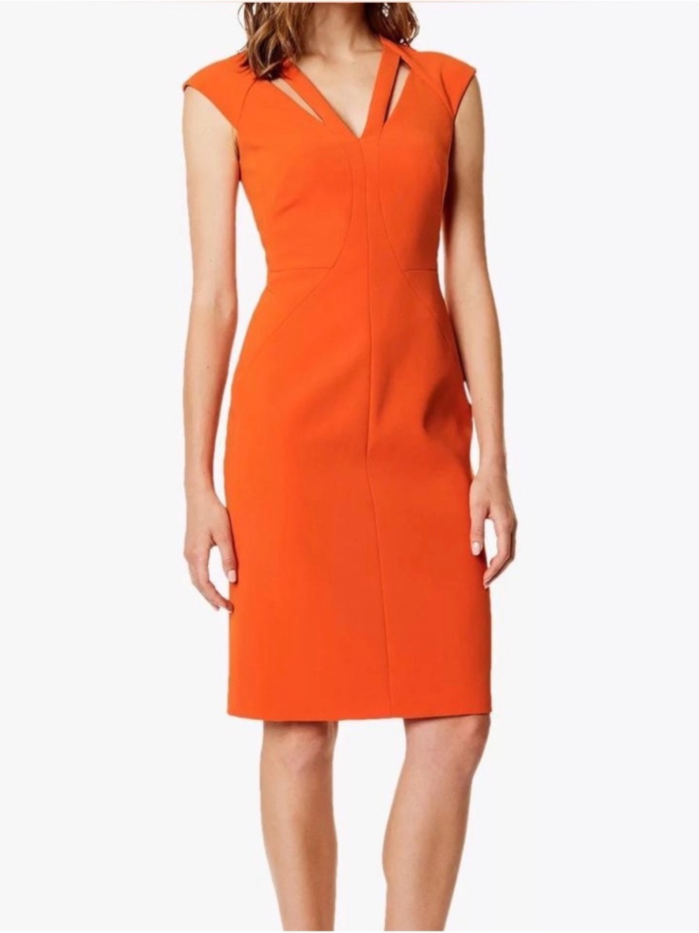 Karen Millen Orange Cutout Pencil Dress $396